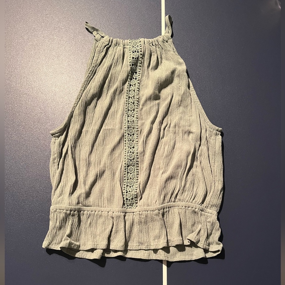 H&M Divided Light Green Halter Blouse with Lace
